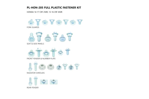 Motocross full plastic fastener kit for Honda - Altri accessori - AC02432 - UFO Plast