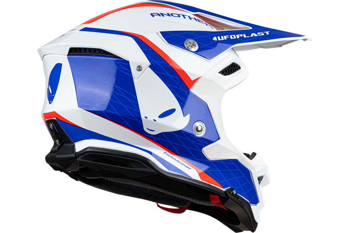 Motocross helmet Diamond white, red and blue - HIGHLIGHT - he054 - Ufo Plast