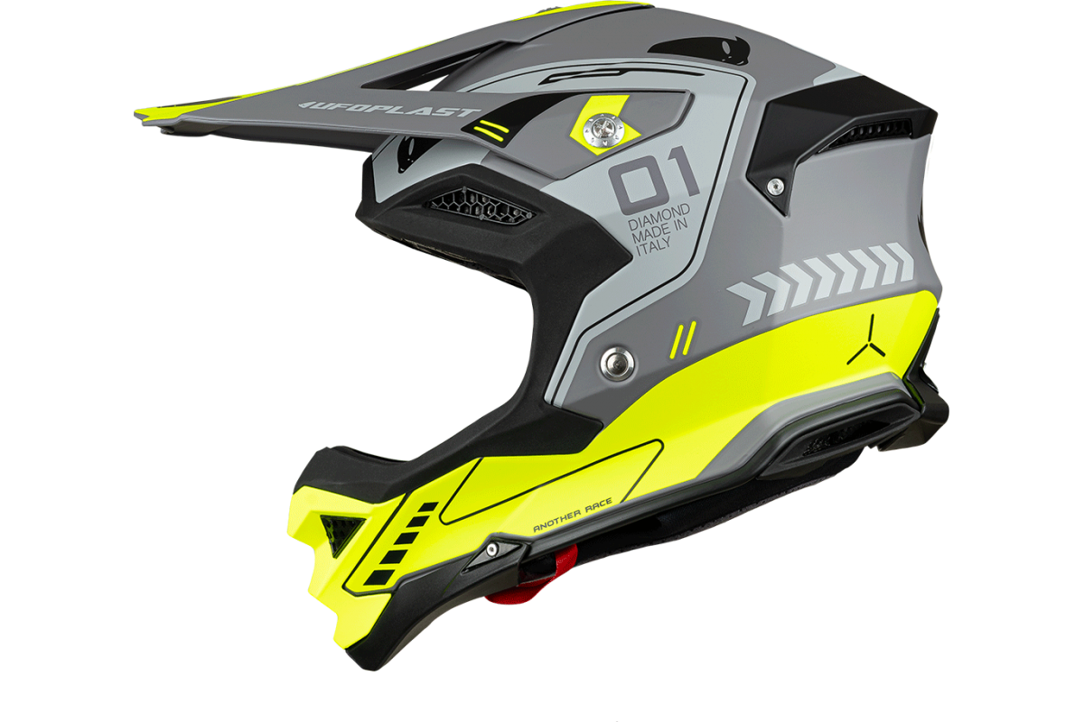 Motocross helmet Diamond grey and neon yellow - Home - he055 - Ufo Plast